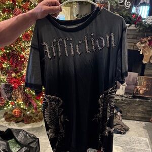 Affliction Black T-Shirt with Eagle Design